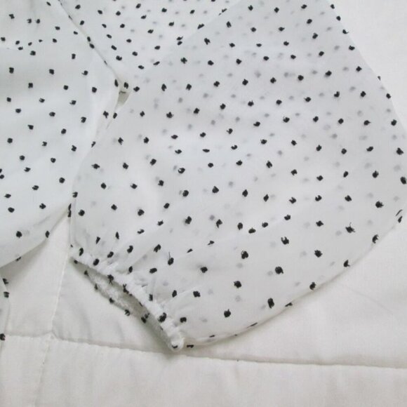 Beacon Apparel Peasant Long Sleeve V-Neck Blouse-White/Black-SP-NWT - Picture 6 of 16